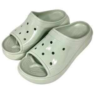 Crocs Crush Platform Slides Sandals High Shine Light Green W11/M9 Chunky Shoes‎
